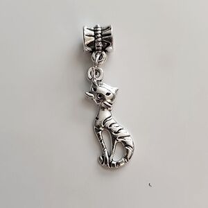 Cat Charm for European Style Bracelets Fits Pandora Systems